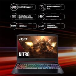 Acer Nitro 5 Gaming Laptop Intel Core i5-11400H 11th Gen Processor (16GB/512GB SSD/ NVIDIA GeForce GTX 1650 4GB GDDR6 Graphics/Windows 11 Home/RGB),AN515-57 with 15.6"(39.6cm) FHD 144Hz IPS Display