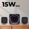 ZEBRONICS Pluto 2-2.1 Channel Desktop Speaker with 15 watts Output, Bluetooth 5.0, USB, mSD, FM, 3.5mm Jack Line Input, Inbuilt Volume Control, USB Powered, RGB Lights - Image 2