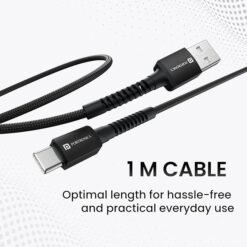 Alternative view of Portronics Konnect X USB to Type C Cable with 3A Output, Fast Charging & Data Transfer, Nylon Braided, Aluminium Alloy Shell, 1M Length compatible with Type C Smartphones(Black)