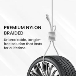 Alternative view of Portronics Konnect X 3A Unbreakable Nylon Braided USB to Type C Fast Charging Cable 2M Long, Supports All Type C Smartphones and Devices(White)