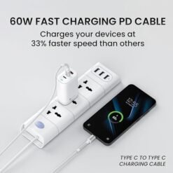 Alternative view of Portronics Konnect X 60W Type C to Type C Unbreakable Nylon Braided Cable, 2M Fast Charging Cable for iPhone 15 series, iPad, Samsung Galaxy & other Type C Devices(White)