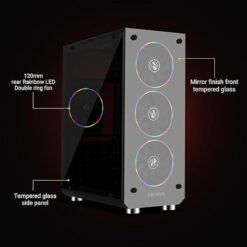 Zebronics Zeb-Cronus Premium Gaming Cabinet with Mirror Finish Tempered Glass On Front,Tempered Glass On Side & 4 x120mm Rainbow Double Ring LED Fans Visit the ZEBRONICS Store