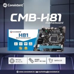 Alternative view of Consistent H-81 Motherboard 4th Gen i3, i5, i7, DDR3 Slots for RAM, Motherboard with SATA II&III, 3Year Warranty