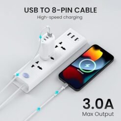 Alternative view of Portronics Konnect X USB to 8 Pin Cable with 3A Output, Fast Charging & Data Transfer, Nylon Braided, Aluminium Alloy Shell, 1M Length compatible with 8 PIN Devices(White)