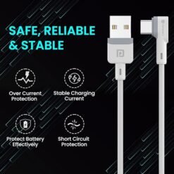 Alternative view of Portronics Konnect L Fast Charging 3A Type-C Cable 2 Meter with Charge & Sync Function for All Type-C Devices (White)