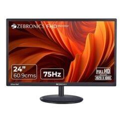 ZEBRONICS PA124 24" LED Monitor, 75Hz Refresh Rate, HDMI, VGA, FHD 1920x1080, 250nits Brightness, Built-in Speakers, Slim Design
