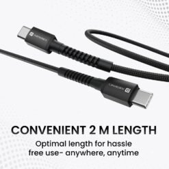 Alternative view of Portronics Konnect X 60W Type C to Type C Unbreakable Nylon Braided Cable, 2M Fast Charging Cable for iPhone 15 series, iPad, Samsung Galaxy & other Type C Devices(Black)