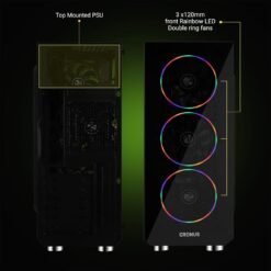 Alternative view of Zebronics Zeb-Cronus Premium Gaming Cabinet with Mirror Finish Tempered Glass On Front,Tempered Glass On Side & 4 x120mm Rainbow Double Ring LED Fans Visit the ZEBRONICS Store