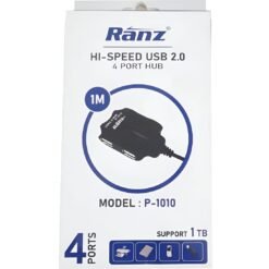 Ranz 4-Port USB 2.0 High-Speed Hub | Supports Up to 1TB External Hard Drive, Plug & Play, Compact Design for PC & Laptop