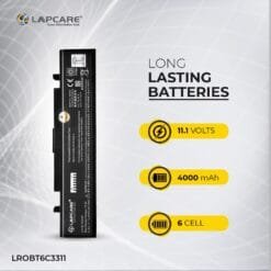 Lapcare LR0BT6C3311 Laptop Battery for Dell Inspiron 14R, 15R, N4010, N5010, N5110 & Vostro 3450, 3550 | 6-Cell, 4400mAh, 11.1V