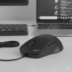 RAPOO N100 Wired USB Mouse, 3 yr Warranty, 1600 DPI Optical Tracking, Ambidextrous PC/Mac/Laptop - Black