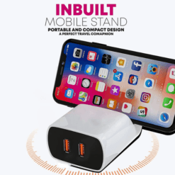Vivo 33W 4AMP 2 Port Mobile Charger Original Adapter Like with Inbuilt Mobile Stand Mobile Charger with 1.2m Type C Dash Charging & Sync Data Cable