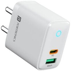 Portronics Adapto 35B Dual Port 35W Fast Charger (Type-C PD + USB Mach)