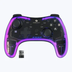 Zebronics ZEB-Max Link Wireless Gamepad with Transparent Body, RGB LED, 2.4GHz USB Receiver, Dual Vibration & Turbo Mode (Black)