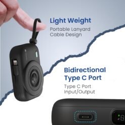 Alternative view of Portronics Power Shutter 10000mAh 15W Magnetic Wireless Fast Charging Powerbank with in-Built Type C & 8 Pin Cable, 22.5W Type C PD Output, Type C Bidirectional Port, LED Display (Black)