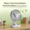 Portronics Airloop Portable & Rechargeable Desk Fan with Automatic 92° Oscillation, 6.1 Inch Blade, BLDC Motor, 90° Tilt, 3 Speeds, 4000mAh Battery, Type-C Charging, Low Noise, for Home & Office Use