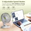 Portronics Airloop Portable & Rechargeable Desk Fan with Automatic 92° Oscillation, 6.1 Inch Blade, BLDC Motor, 90° Tilt, 3 Speeds, 4000mAh Battery, Type-C Charging, Low Noise, for Home & Office Use - Image 5