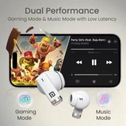 Alternative view of Portronics Twins one in Ear Earbuds with Deep Bass, Upto 30 Hours Playtime,13mm Dynamic Driver, Game/Music Mode, Bluetooth V6.0, Voice Assistant, Type C Fast Charging Buds, Lightweight Design(Black)