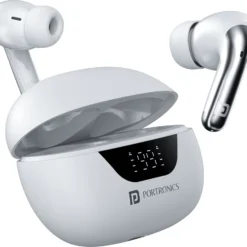 Portronics Harmonics Twins 28 in Ear Earbuds,Smart ANC,Quad Mic ENC,30Hrs Playback,IPX5 Bluetooth Headset (White, In the Ear)