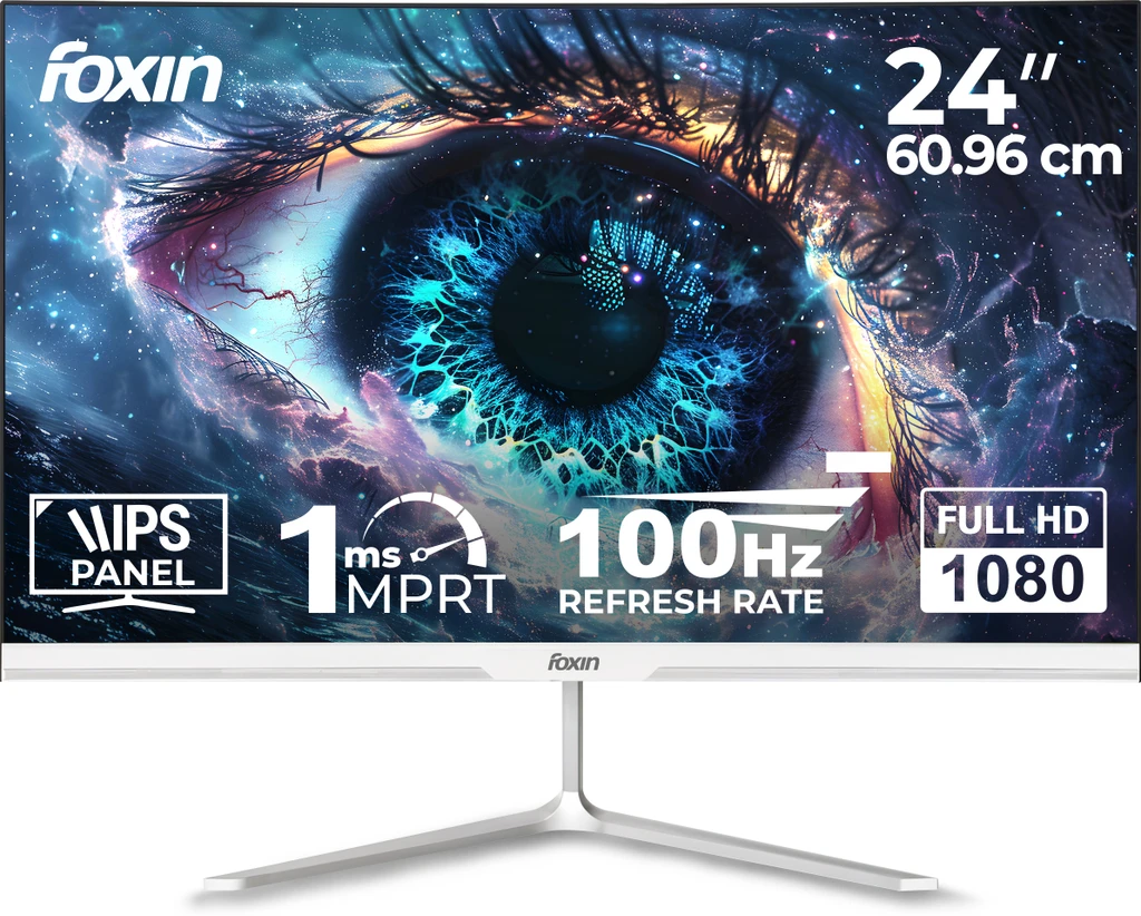 Foxin Elite 60.96 cm (24 inch) Full HD LED Backlit IPS Panel Monitor (IPS Panel | 100Hz | True Pixel | Anti-Glare & Flicker Free) (Response Time: 1 ms, 100 Hz Refresh Rate)