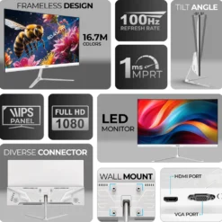 Alternative view of Foxin Elite 60.96 cm (24 inch) Full HD LED Backlit IPS Panel Monitor (IPS Panel | 100Hz | True Pixel | Anti-Glare & Flicker Free) (Response Time: 1 ms, 100 Hz Refresh Rate)