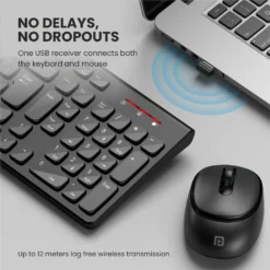 Alternative view of Portronics Key7 Combo Keyboard Mouse Combo Set with 2.4Ghz, 1200 DPI Wireless Standard Laptop Keyboard Compatible with Desktop, Laptop, Mac with Upto 1600 Adjustable DPI Optical Mouse, 2.4GHz Lag-Free Wireless, 104 Soft Keys Layout, 12 Dedicated Shortcut Keys, Copilot AI-Enabled Functionality, Silent Key Design (Black)