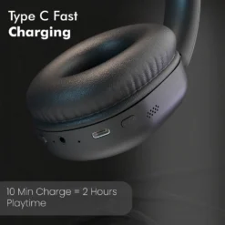 Alternative view of Portronics Muffs M6 Over Ear Wireless Bluetooth Headphone with Upto 40 Hours Playtime, Dual Pairing, 40mm Driver, HD Mic, Bluetooth 5.4V, Foldable Design, Type C Fast Charging (Black)